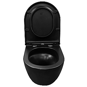 Унитаз подвесной Azario Grado AZ-0046-UQ3-MB черный матовый, безободковый, с крышкой микролифт, слив торнадо купить в интернет-магазине Sanbest