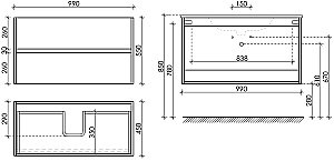 Тумба с раковиной Sancos Urban 100 UR100ECH дуб чарльстон для ванной в интернет-магазине Sanbest