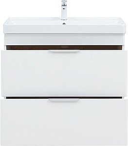 Тумба напольная с раковиной Aquanet Ирис New 90 336309+323883 белая глянцевая для ванной в интернет-магазине Sanbest