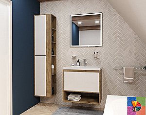 Тумба с раковиной Эстет Monaco Wood 70 подвесная 1 ящик/любой цвет тумбы и раковины с блестками под заказ для ванной в интернет-магазине Sanbest