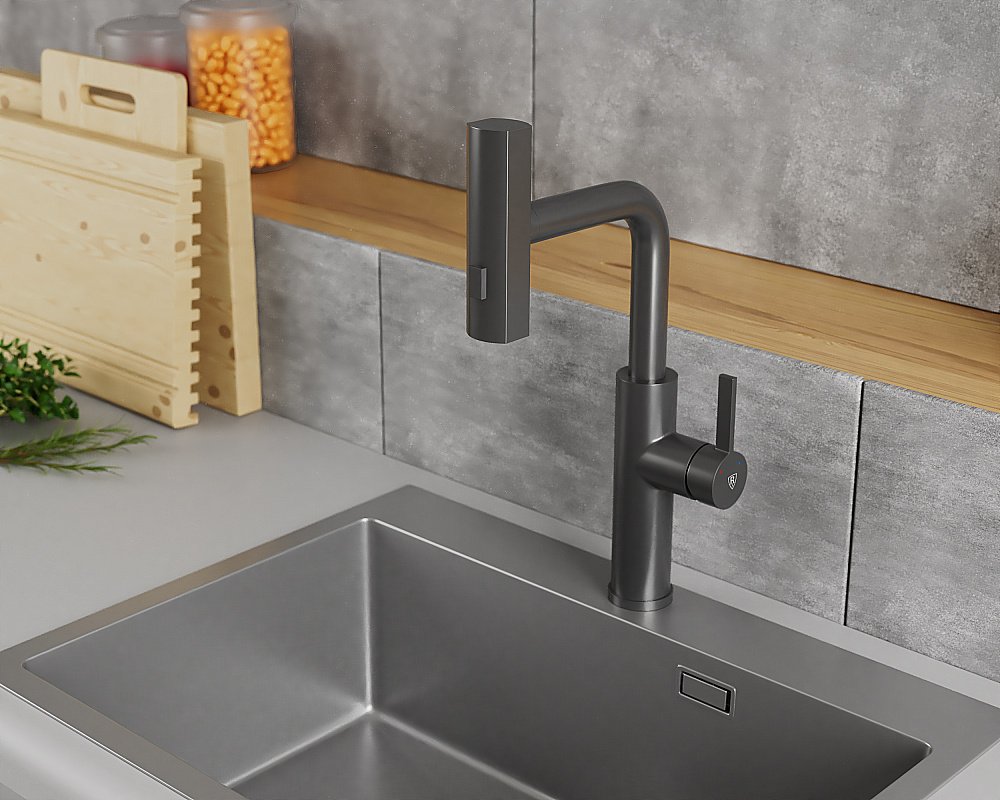 Смеситель для кухни Rush Tinos TI3732-18Grey графит купить в интернет-магазине сантехники Sanbest