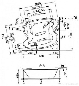 Ванна акриловая Vagnerplast Helios 194x170 купить в интернет-магазине Sanbest