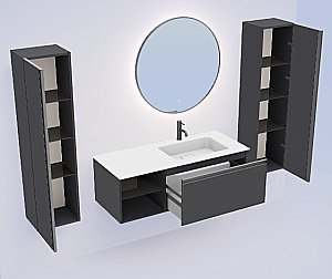 Тумба с раковиной Armadi Art QUATRO 6 120 ANTHRACITE/профиль ANTHRACITE для ванной в интернет-магазине Sanbest