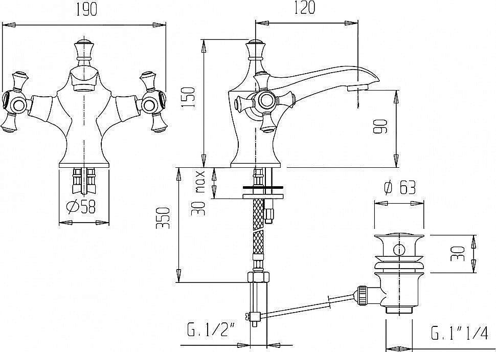 Смеситель для биде Caprigo MONARCH 41-030-VOT купить в интернет-магазине сантехники Sanbest