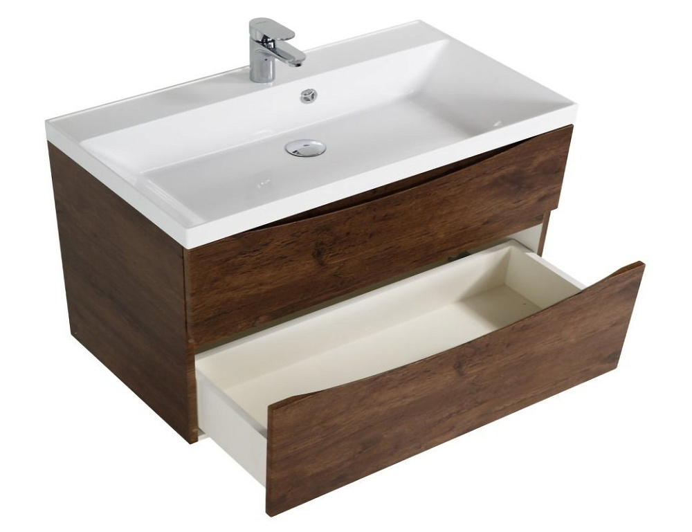 Тумба с раковиной BelBagno MARINO H60-2C-SO-RW-P 90 Rovere Moro для ванной в интернет-магазине Sanbest