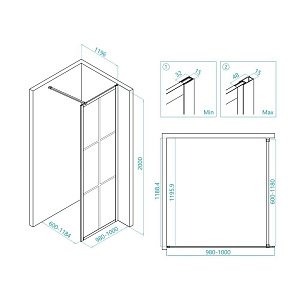 Душевое ограждение RGW Walk In WA-11B 100 купить в интернет-магазине Sanbest