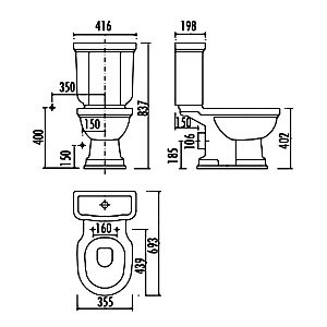 Унитаз напольный с функцией биде Creavit Klasik KL310-00PR00E-0000 карамель, с бачком купить в интернет-магазине Sanbest