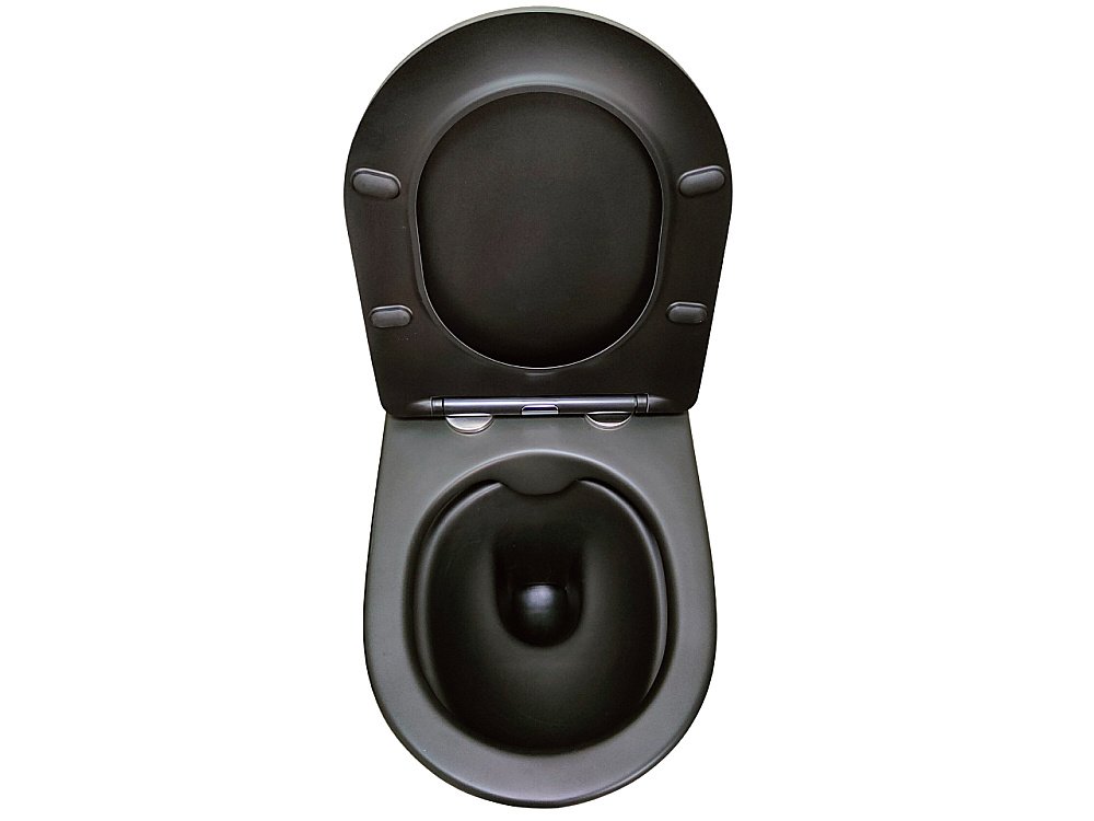 Унитаз подвесной CeruttiSpa SELLA Aria MB CT9160 безободковый, с крышкой микролифт, черный матовый купить в интернет-магазине Sanbest