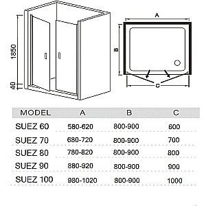 Душевая дверь RIVER SUEZ 60 MT купить в интернет-магазине Sanbest