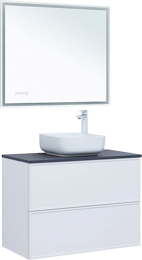 Тумба с раковиной Aquanet Арт 90 белая матовая для ванной в интернет-магазине Sanbest