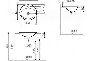 Раковина Vitra S20 53 5468B003-0001 белая купить в интернет-магазине Sanbest