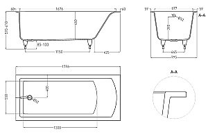 Ванна Salini Cascata S-Stone 180x80 104223M белая матовая купить в интернет-магазине Sanbest