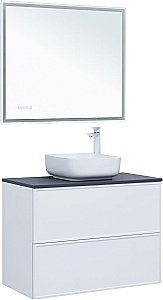Тумба с раковиной Aquanet Арт 90 белая матовая для ванной в интернет-магазине Sanbest