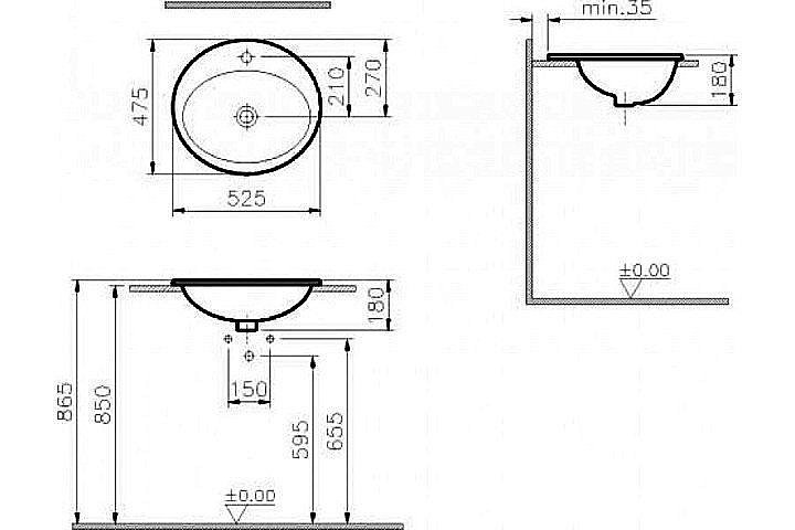 Раковина Vitra S20 53 5468B003-0001 белая купить в интернет-магазине Sanbest