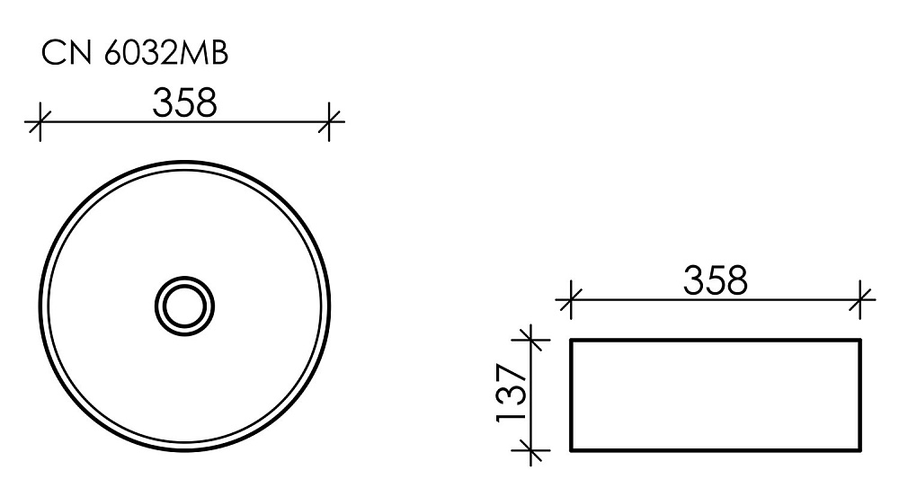 Раковина накладная Ceramica Nova Element CN6032MB черный матовый купить в интернет-магазине Sanbest