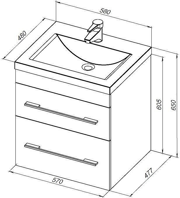 Тумба с раковиной Aquanet Верона 304536 60 капучино для ванной в интернет-магазине Sanbest