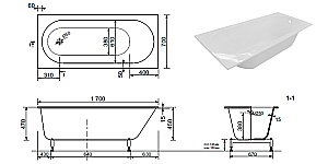Ванна Taliente Orta Stretto OR17070Stretto 170х70 белая купить в интернет-магазине Sanbest