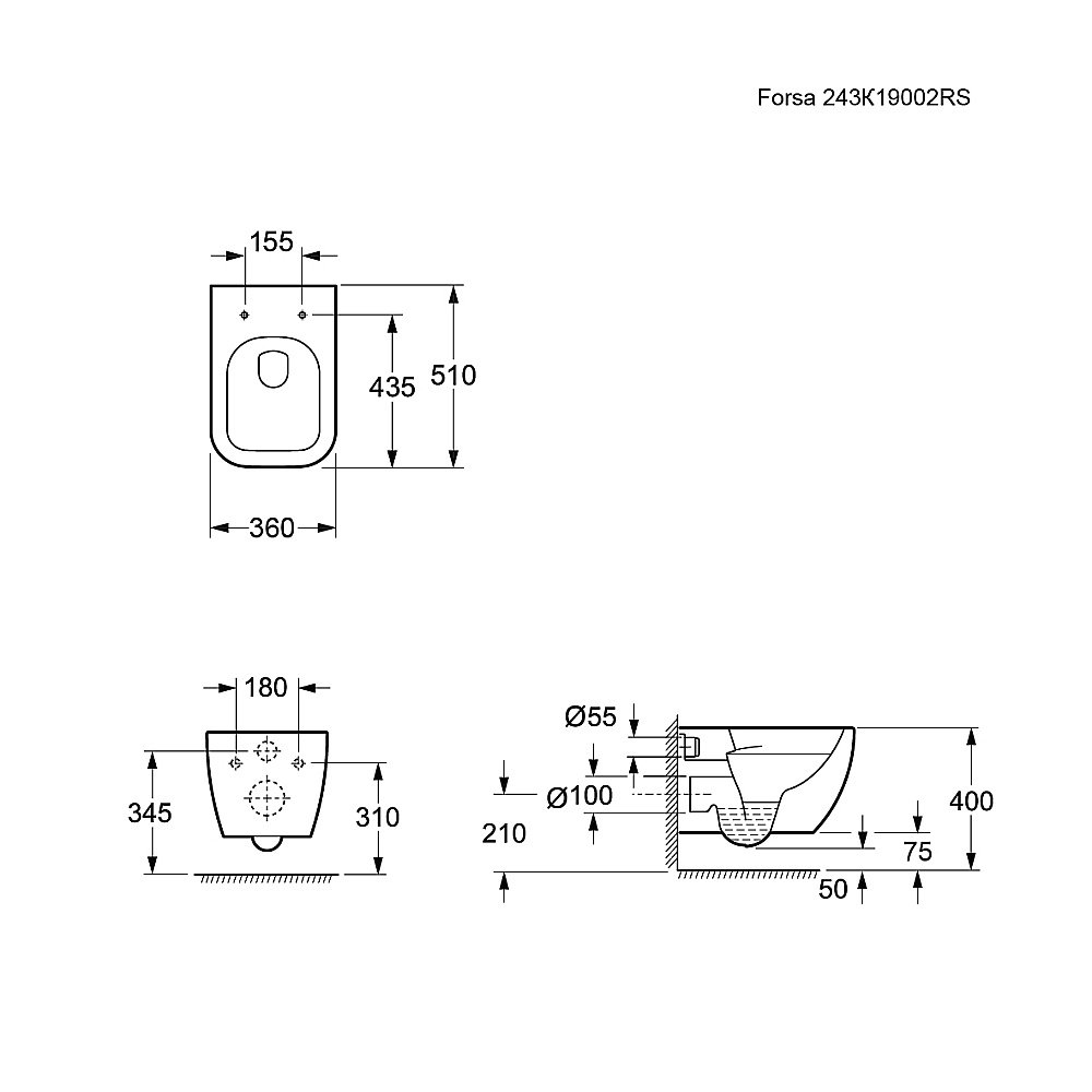 Унитаз подвесной Ambassador Forsa 243K19002RS безободковый, с крышкой микролифт, белый купить в интернет-магазине Sanbest
