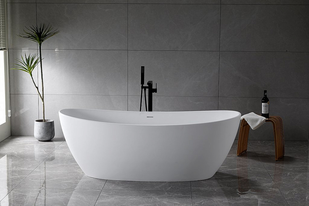 Ванна из искусственного камня BelBagno BB-UNIQUE-180-85-64-SSB белая матовая купить в интернет-магазине Sanbest