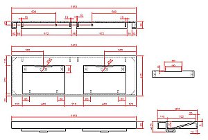 Раковина-моноблок двойная Armadi Art Flat Nero Marquina 859-140-NM черный мрамор купить в интернет-магазине Sanbest