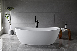 Ванна из искусственного камня BelBagno BB-UNIQUE-180-85-64-SSB белая матовая купить в интернет-магазине Sanbest