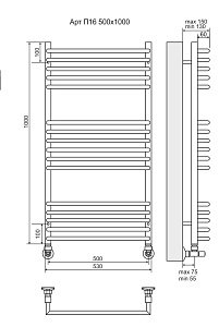 Полотенцесушитель водяной Terminus Арт П16 500х1000 купить в интернет-магазине сантехники Sanbest
