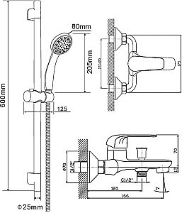 Смеситель для ванны с душем Orange Iris M41-611cr хром купить в интернет-магазине сантехники Sanbest