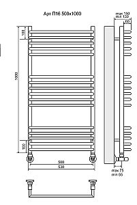 Полотенцесушитель водяной Terminus Арт П16 500х1000 купить в интернет-магазине сантехники Sanbest