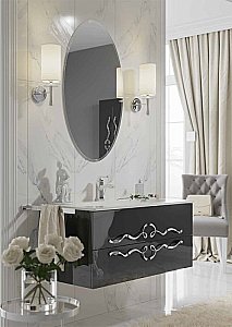 Тумба с раковиной Aqwella Due amanti 120 DUE0112 черная для ванной в интернет-магазине Sanbest