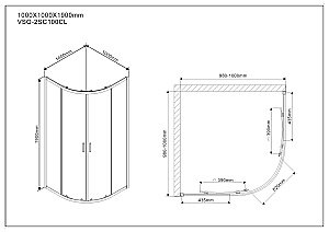 Душевой уголок Vincea Scala VSQ-2SC100CL 100x100 стекло прозрачное/профиль хром купить в интернет-магазине Sanbest