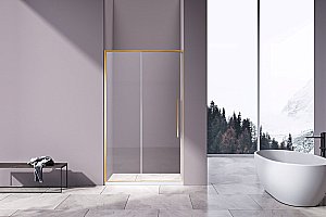 Душевая дверь Vincea Slim-N VDS-4SN130CLG 130 стекло прозрачное/профиль брашированное золото купить в интернет-магазине Sanbest