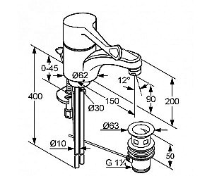 Смеситель для раковины Kludi Medi Care 341150524 хром купить в интернет-магазине сантехники Sanbest