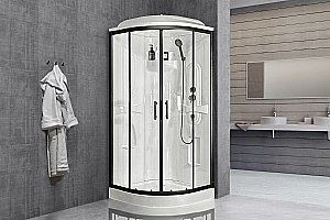 Душевая кабина Royal Bath RB90HK1-T-BL Practic 90х90 стекло прозрачное/профиль черный купить в интернет-магазине Sanbest