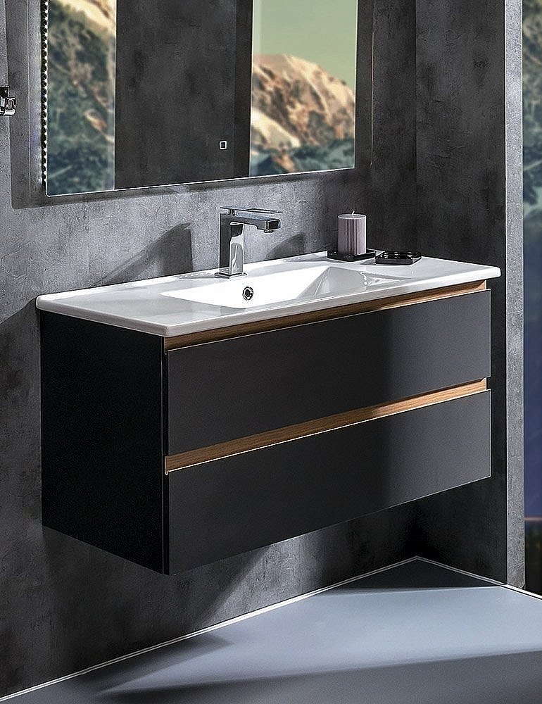 Тумба с раковиной Armadi Art Capolda 100 антрацит для ванной в интернет-магазине Sanbest