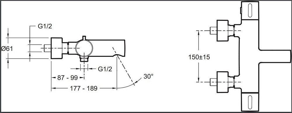 Смеситель для ванны и душа Jacob Delafon CUFF E37037-CP купить в интернет-магазине сантехники Sanbest