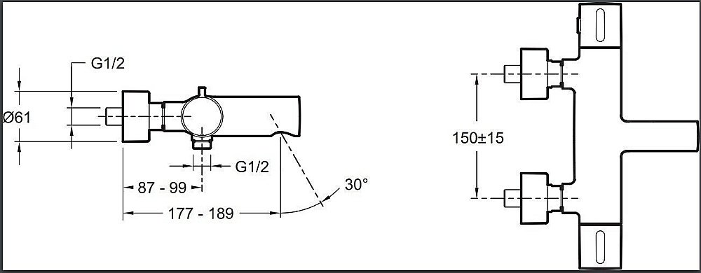 Смеситель для ванны и душа Jacob Delafon CUFF E37037-CP купить в интернет-магазине сантехники Sanbest