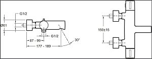 Смеситель для ванны и душа Jacob Delafon CUFF E37037-CP купить в интернет-магазине сантехники Sanbest