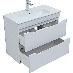 Тумба с раковиной Aquanet Практика 80 330459 белая матовая для ванной в интернет-магазине Sanbest