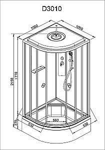Душевая кабина AvaCan D Серия D3010 LED 100х100 с гидромассажем, с подсветкой купить в интернет-магазине Sanbest