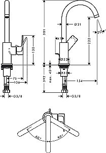 Смеситель для раковины Hansgrohe Rebris E 72576000 купить в интернет-магазине сантехники Sanbest