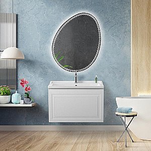 Тумба с раковиной Cezares Giubileo-N 80 GIUBILEO-N-80-1C-SO-BL белая глянцевая для ванной в интернет-магазине Sanbest