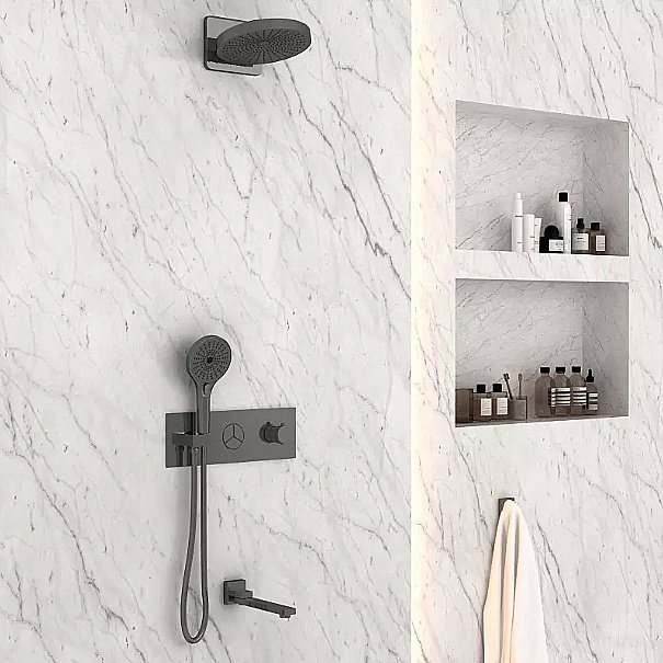 Душевая система Vincea Inspire VSFW-432TI1GM вороненая сталь купить в интернет-магазине сантехники Sanbest