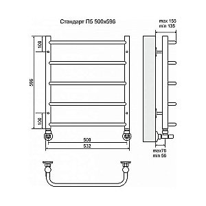 Полотенцесушитель водяной Terminus Стандарт П5 500x596 купить в интернет-магазине сантехники Sanbest