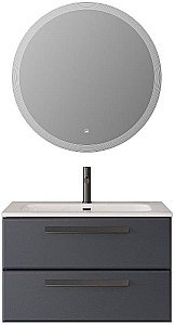 Тумба с раковиной Cezares ECO-CER-N 80 ECO-CER-N-800-2C-SO-GR-P графит для ванной в интернет-магазине Sanbest