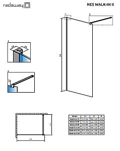 Душевое ограждение Radaway NES Black Frame Walk-in II 80 10013080-54-56 стекло прозрачное/профиль черный матовый купить в интернет-магазине Sanbest