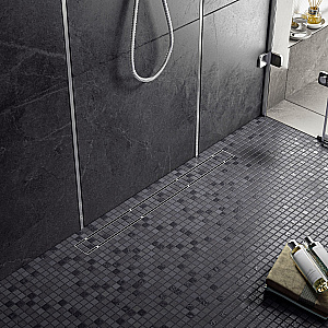 Душевой лоток TIMO Drain System 1000 с двусторонней панелью "plate" под плитку, Хром купить в интернет-магазине Sanbest