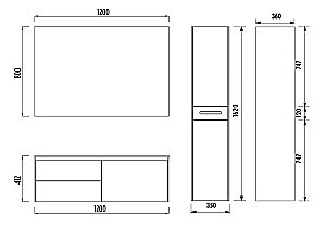 Тумба с раковиной Creavit Flat FA0120.42.MBY+FA120.00+LP060 белая для ванной в интернет-магазине Sanbest
