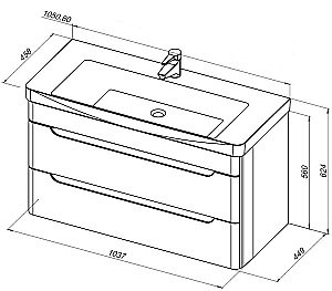 Тумба с раковиной Aquanet София 274116 105 белый глянец для ванной в интернет-магазине Sanbest
