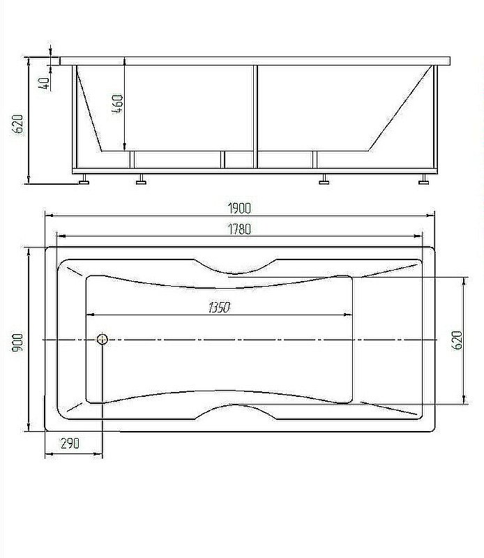 Ванна Aquatek Феникс 190x90 белая купить в интернет-магазине Sanbest
