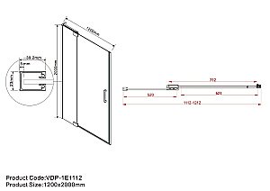 Душевая дверь Vincea Extra VDP-1E1112CLB 1100/1200 купить в интернет-магазине Sanbest